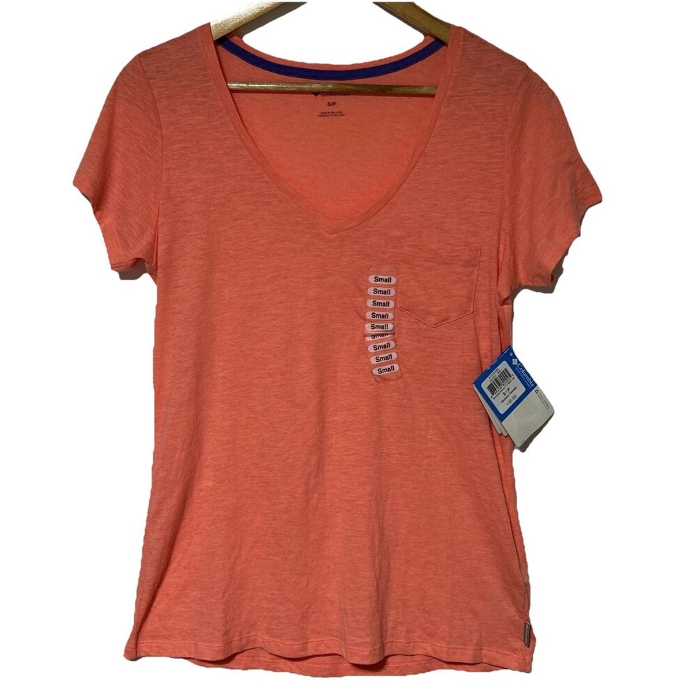 Columbia Everyday Kenzie V Neck Tee Peach Sz. Small Womens Shirt Top